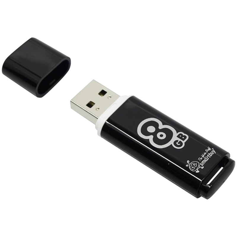 Память Smart Buy "Glossy"  8GB, USB 2.0 Flash Drive, черный