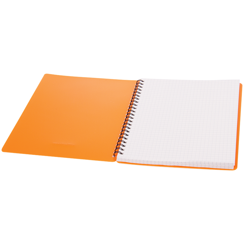 Тетрадь 60л. А5 клетка на гребне OfficeSpace "Neon", пластиковая обложка, оранжевая