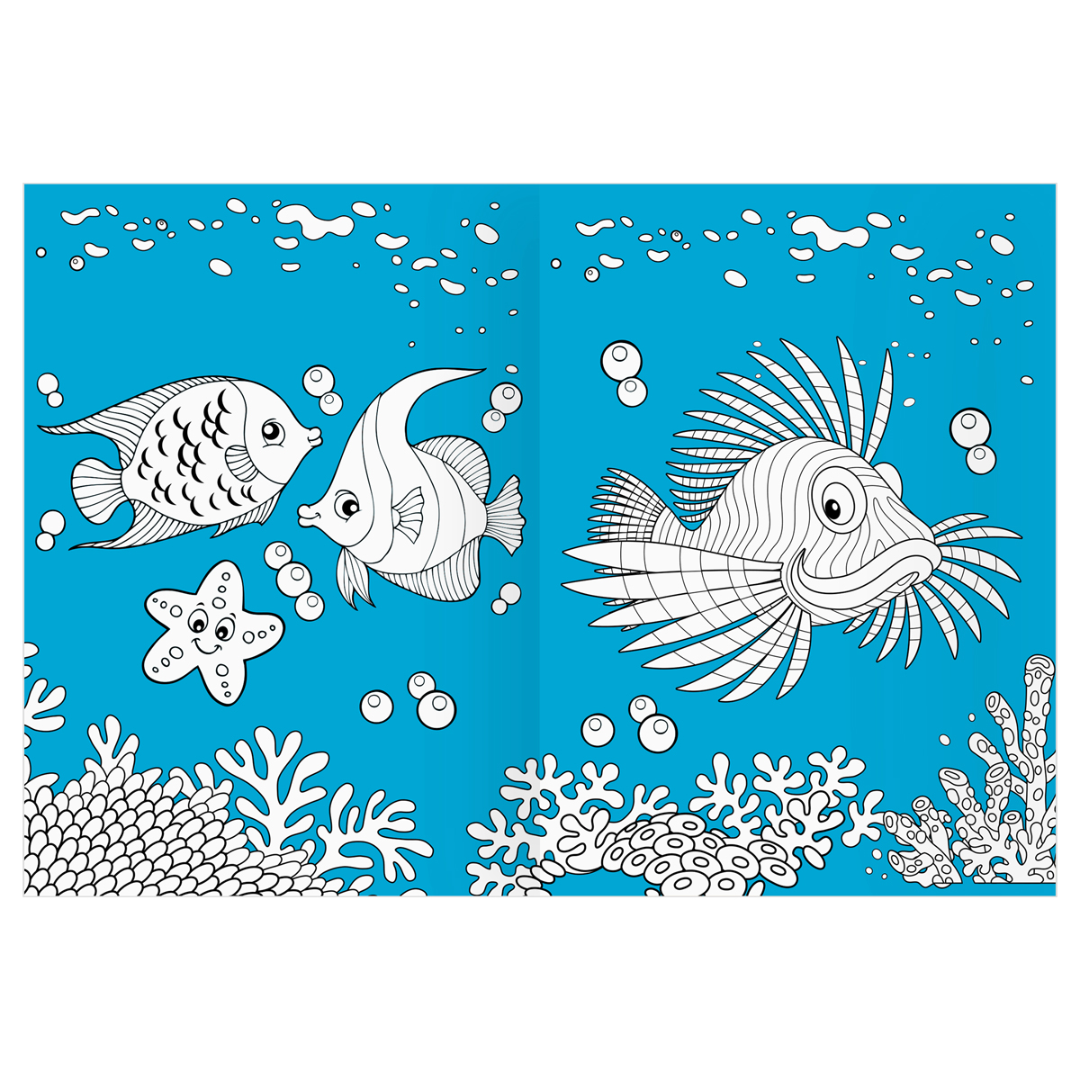 Раскраска А4 ТРИ СОВЫ "Морские животные", 16стр., цветной фон