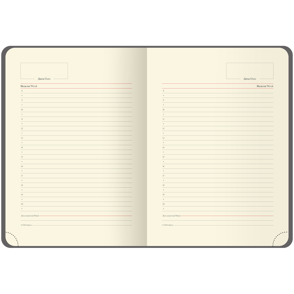 Ежедневник недатированный, А5, 136л., кожзам, OfficeSpace "Pattern", светло-синий