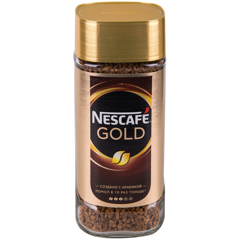 Кофе растворимый Nescafe "Gold", сублимированный, с молотым, тонкий помол, стеклянная банка, 95г