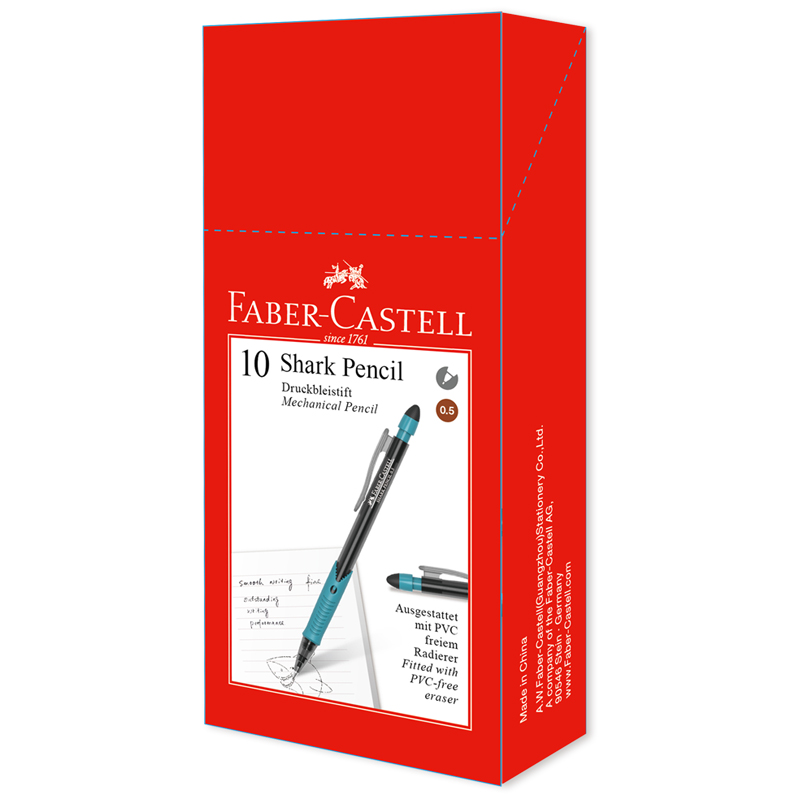 Карандаш механический Faber-Castell "Shark" 0,5мм, HB, грип, с ластиком ...