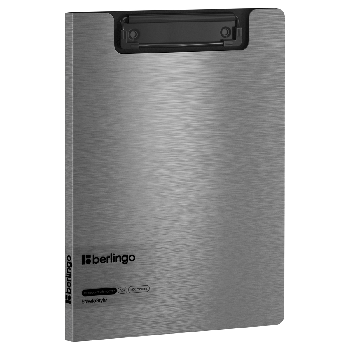 Папка-планшет с зажимом Berlingo "Steel&Style" А5+, 1800мкм, пластик (полифом), серебристый металлик