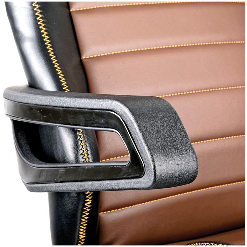 Кресло игровое Helmi HL-S03 "Drift", экокожа черная/коричневая, вставка ткань оранжевая