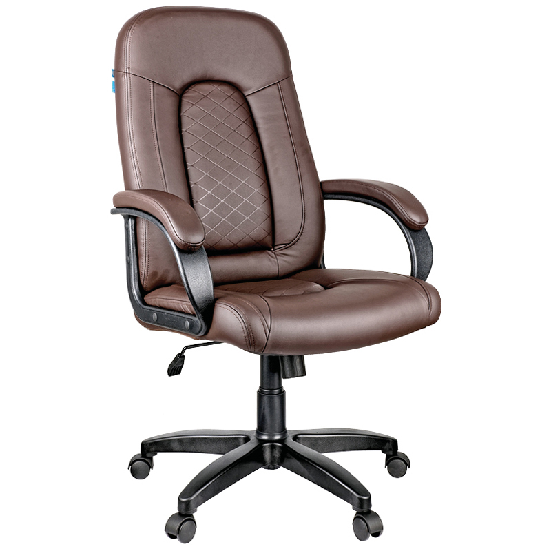 Кресло руководителя Helmi HL-E29 "Brilliance", экокожа коричневая, мягкий подлокотник