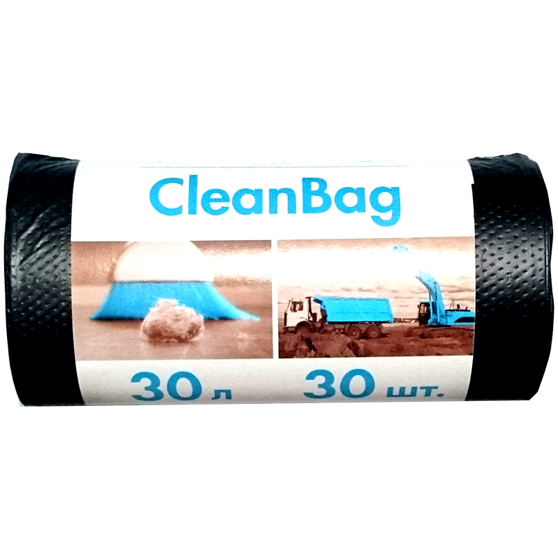 Мешки для мусора  30л КБ "CleanBag" ПНД, 48*55см, 12мкм, 30шт., черные, в рулоне