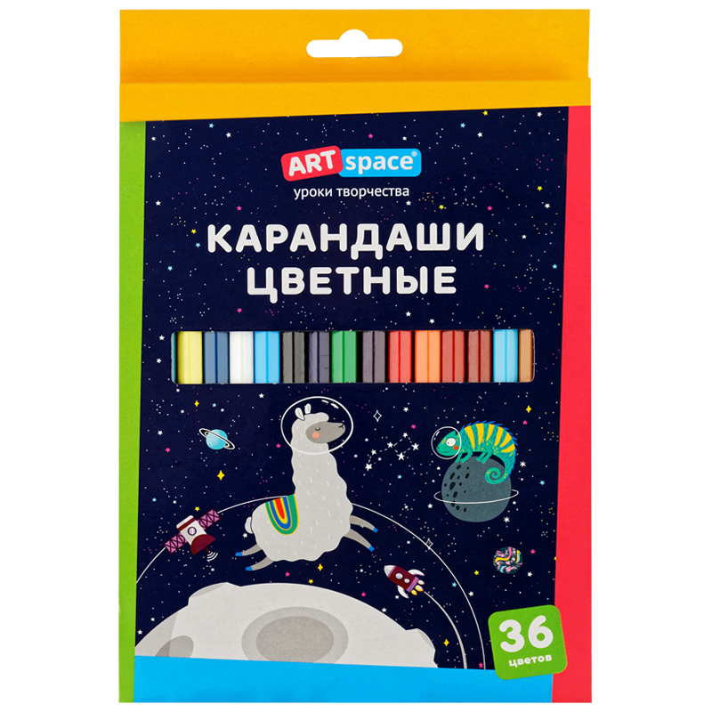 Карандаши цветные ArtSpace "Космонавты", 36цв., заточен., картон, европодвес