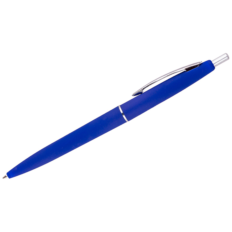Ручка шариковая автоматическая OfficeSpace "Business" синяя, 0,7мм, синий антискол. корпус