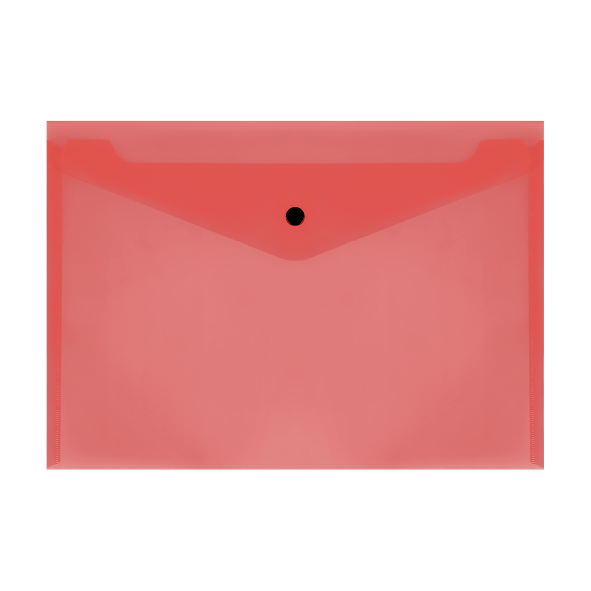Папка-конверт на кнопке СТАММ А4, 150мкм, пластик, прозрачная, красная