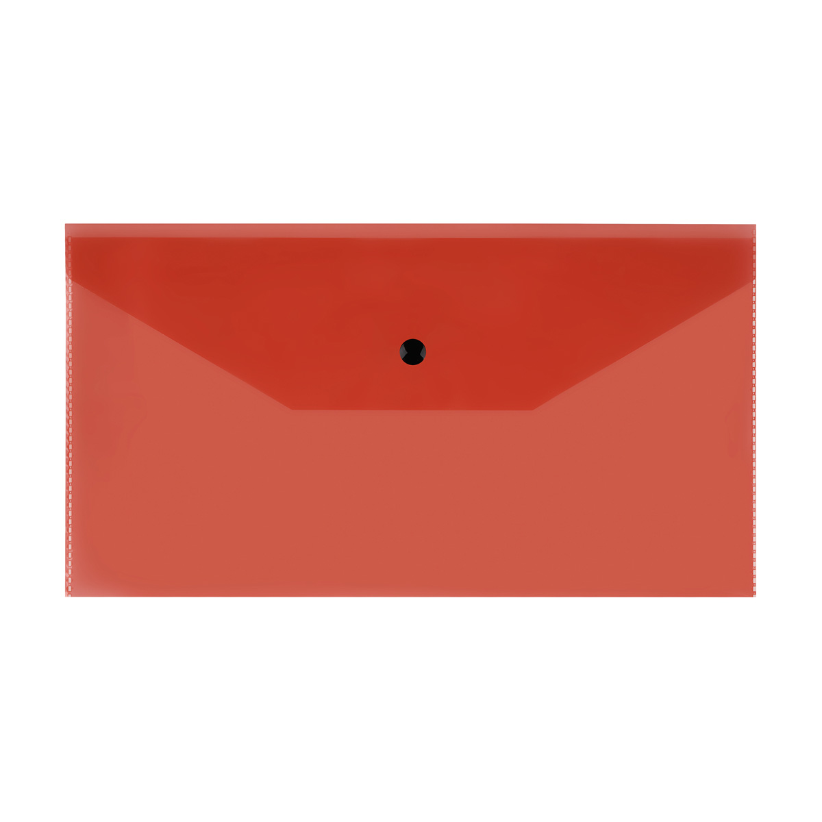 Папка-конверт на кнопке СТАММ С6+, 150мкм, пластик, прозрачная, красная