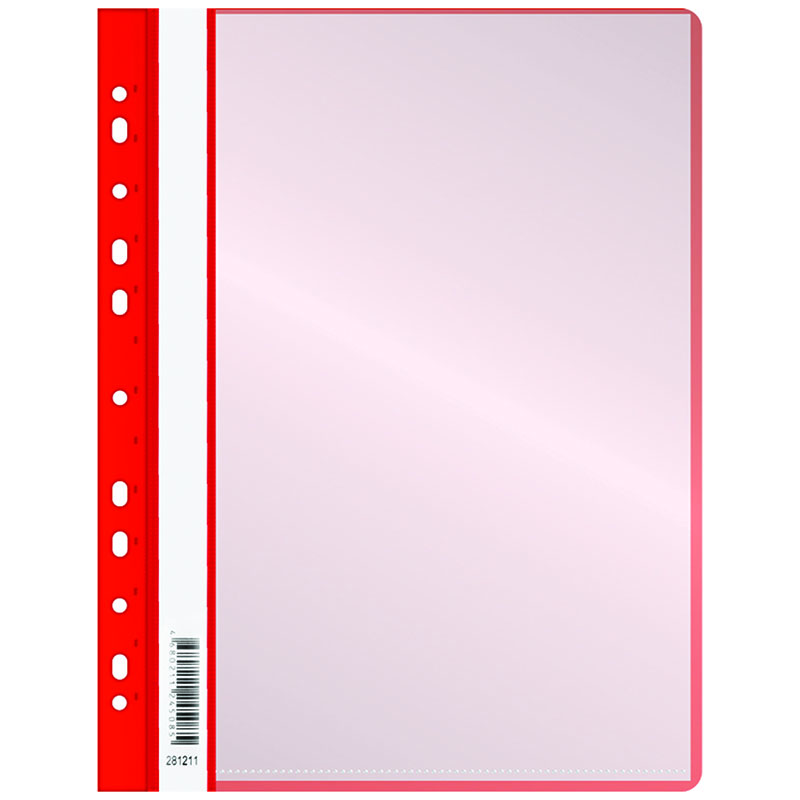 Папка-скоросшиватель с 10 вкладышами OfficeSpace с перфорацией, А4, 160мкм, пластик, красная