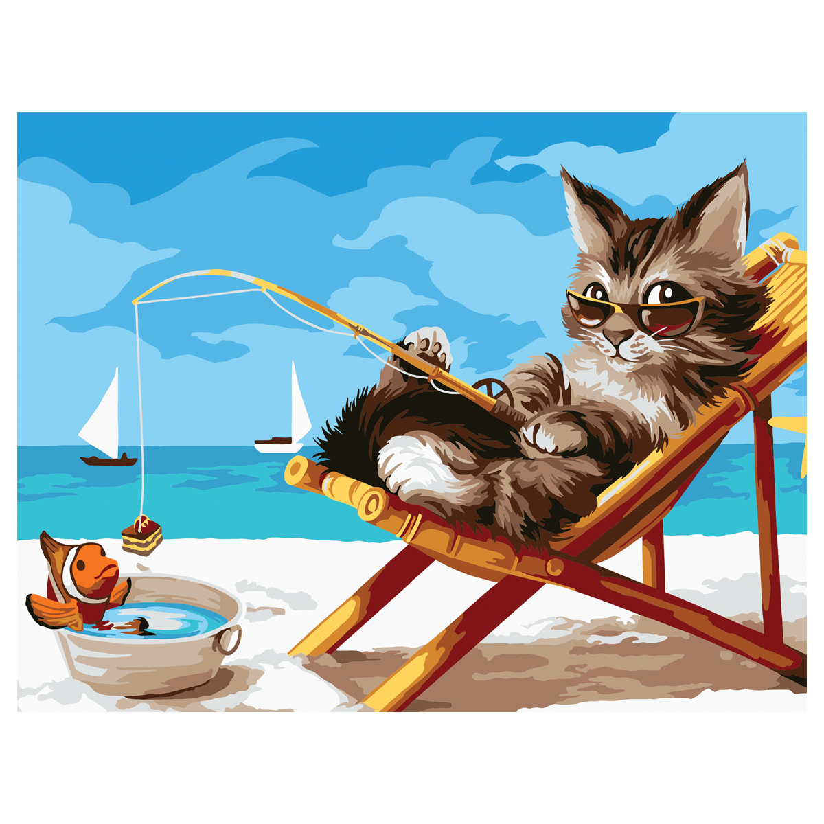 Картина по номерам на картоне ТРИ СОВЫ "Кошачий отдых", 30*40, с акриловыми красками и кистями