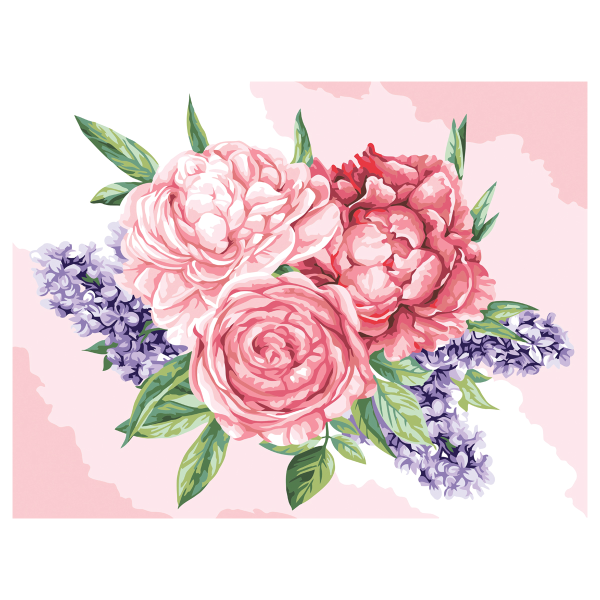 Картина по номерам на картоне ТРИ СОВЫ "Розы и сирень", 30*40, с акриловыми красками и кистями