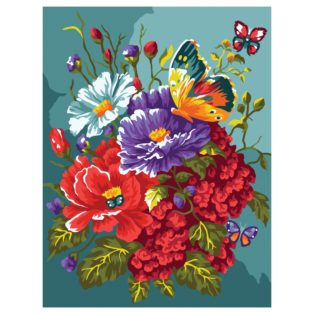 Картина по номерам на картоне ТРИ СОВЫ "Бабочка на цветах", 30*40, с акриловыми красками и кистями