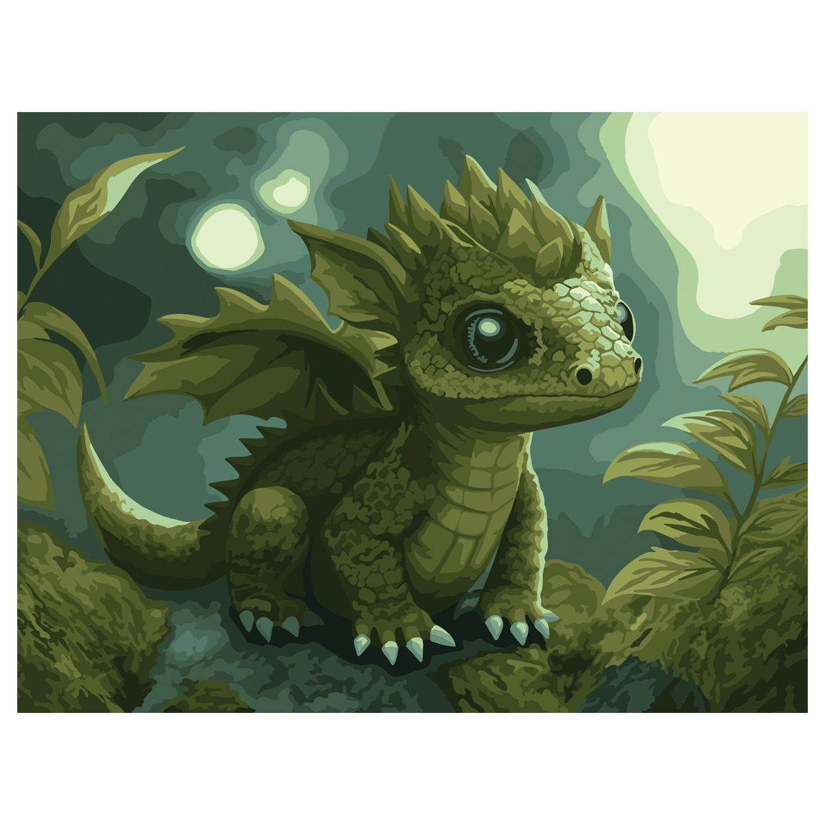 Картина по номерам на картоне ТРИ СОВЫ "Зеленый дракон", 30*40, с акриловыми красками и кистями