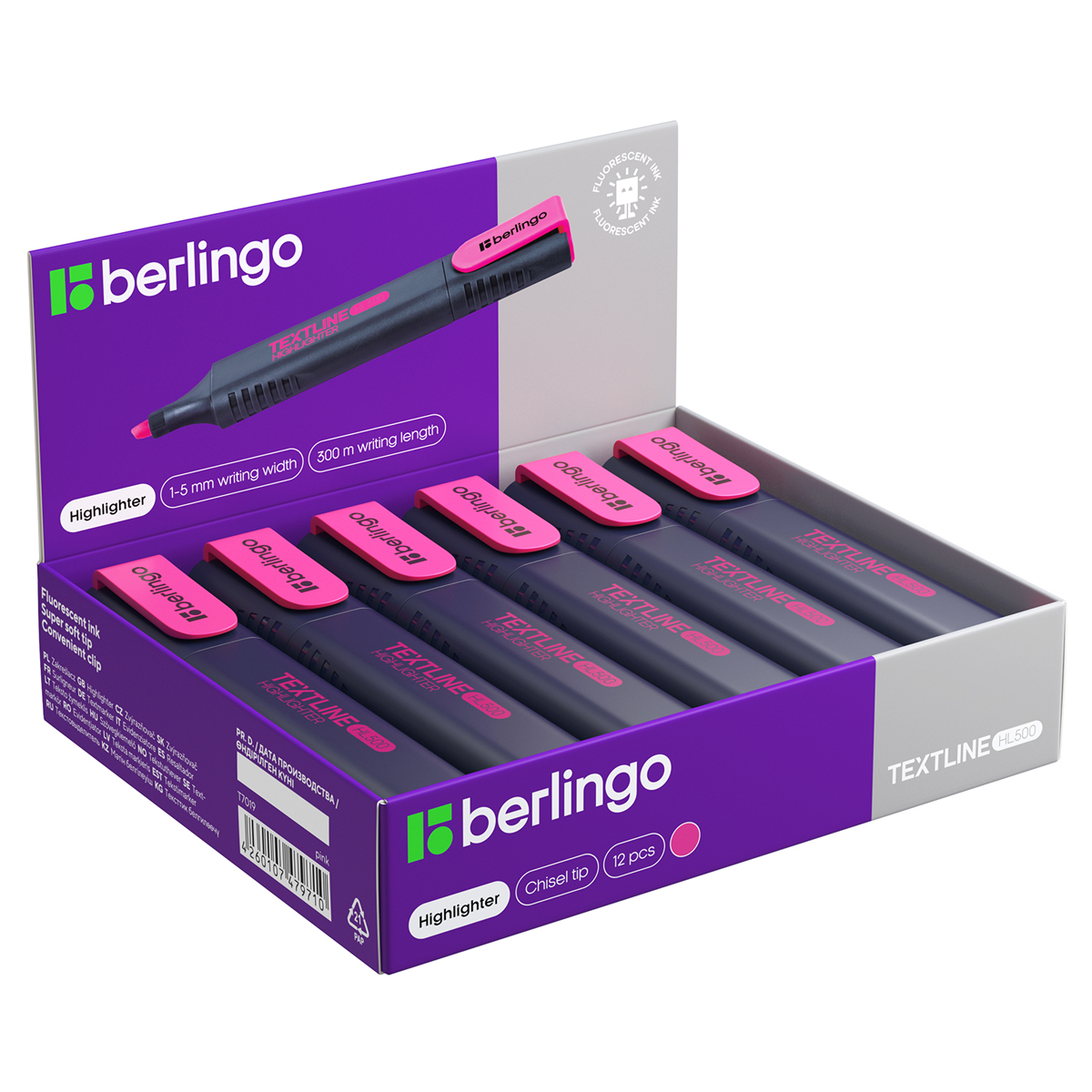 Текстовыделитель Berlingo "Textline HL500" розовый, 1-5мм