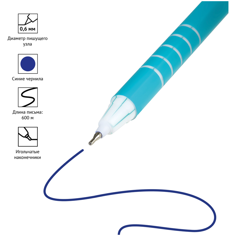 Ручка шариковая OfficeSpace "Pastel charm" синяя, 0,6мм, на масляной основе, штрих-код