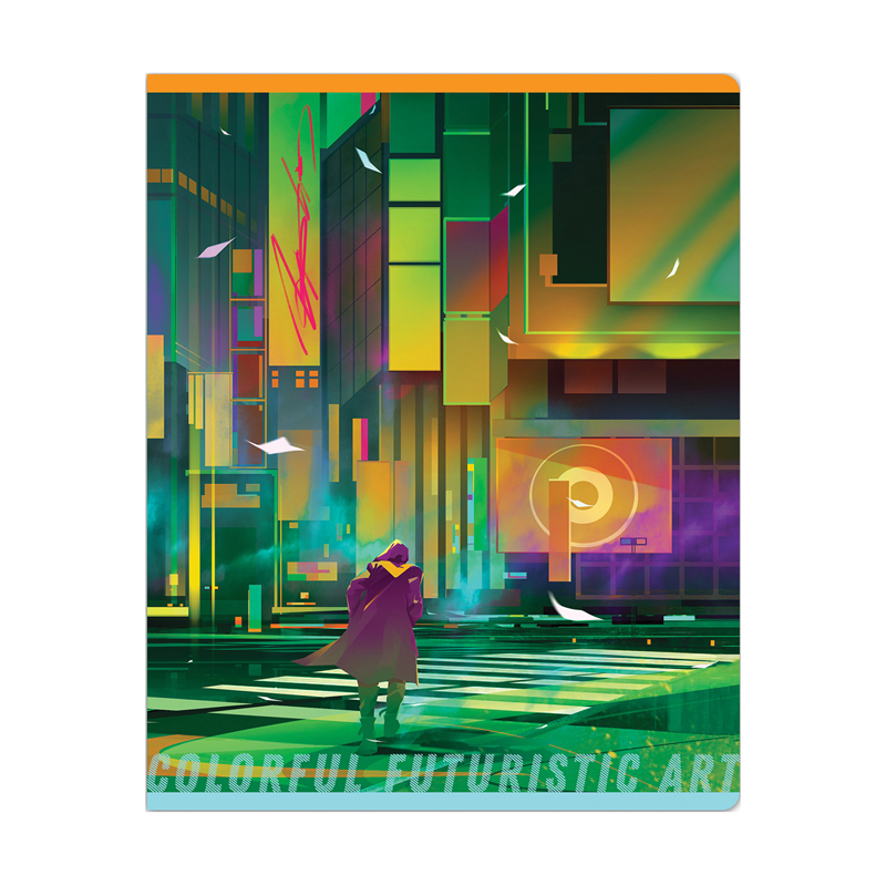 Тетрадь 48л., А5, клетка Greenwich Line "Colorful futuristic art", глянцевая ламинация, 70г/м2
