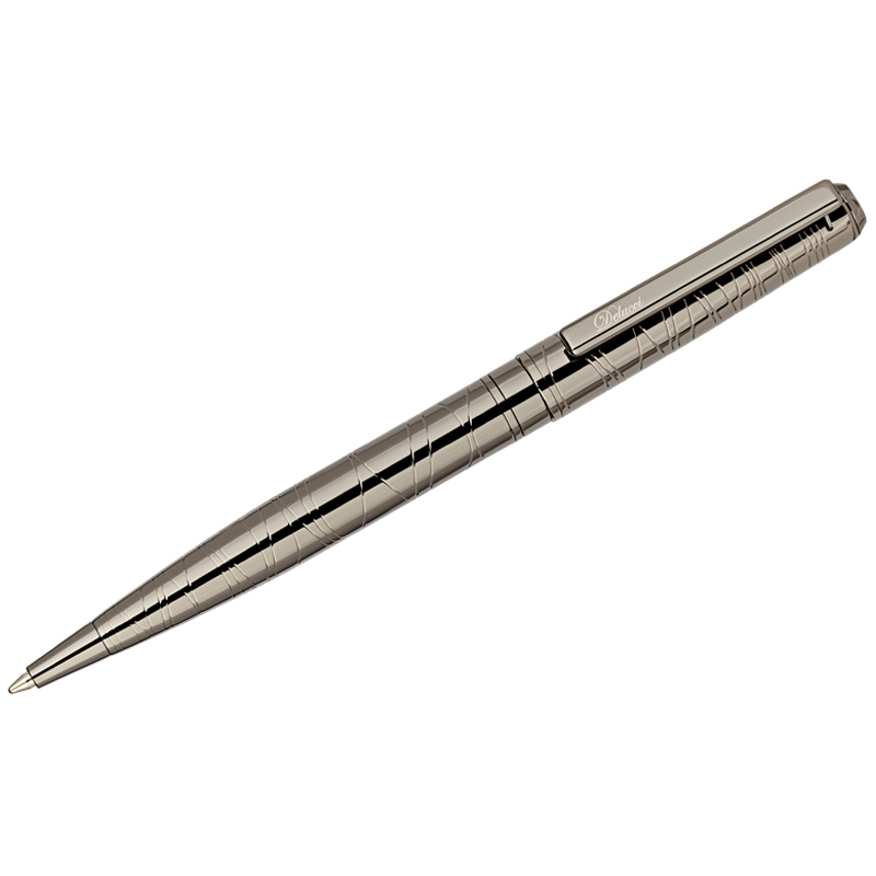 Ручка шариковая Delucci "Mistico" синяя, 1,0мм, корпус оружейный металл, поворотн., подарочная упако