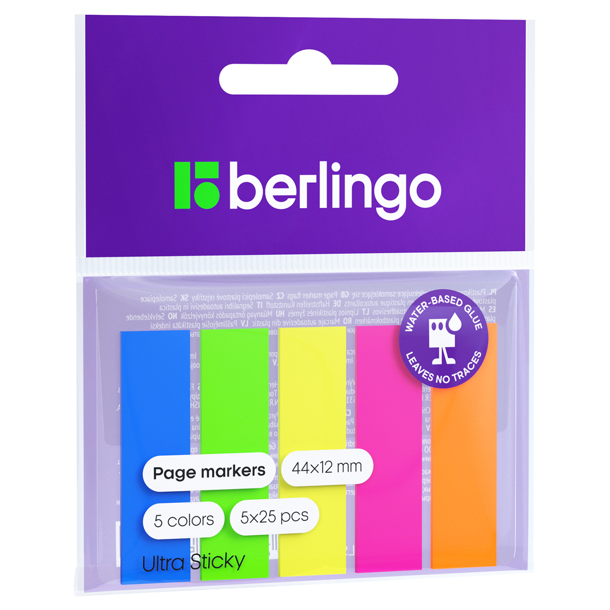 Флажки-закладки Berlingo "Ultra Sticky", 44*12мм, 25л*5 неоновых цветов, европодвес