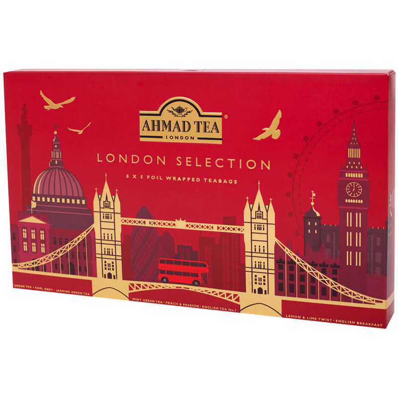 Подарочный набор чая Ahmad Tea "London Selection", 8 вкусов, 40 фольг. пак., карт. коробка