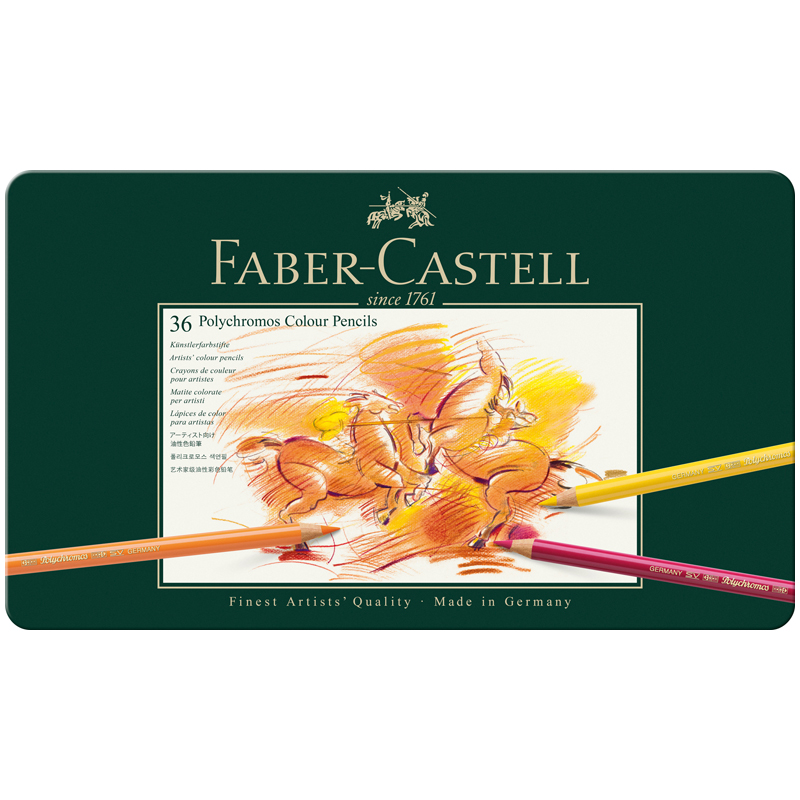 Карандаши цветные художественные Faber-Castell "Polychromos", 36цв., заточен., метал. коробка