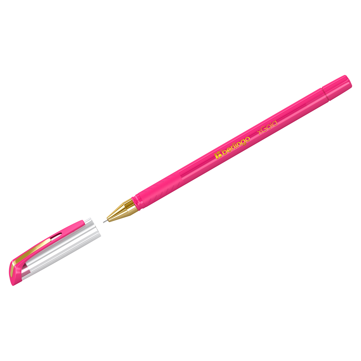 Ручка шариковая Berlingo "xGold" розовая, 0,7мм, игольчатый стержень, грип