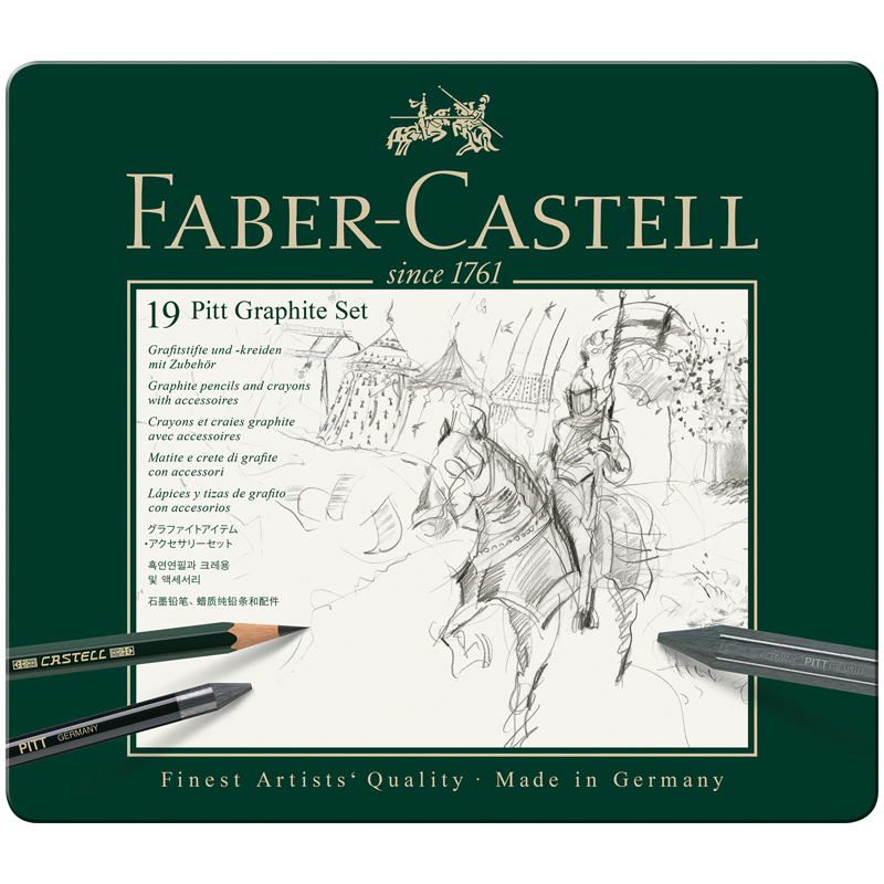 Набор карандашей ч/г Faber-Castell "Pitt Graphite", 19 предметов, заточен., метал. кор.