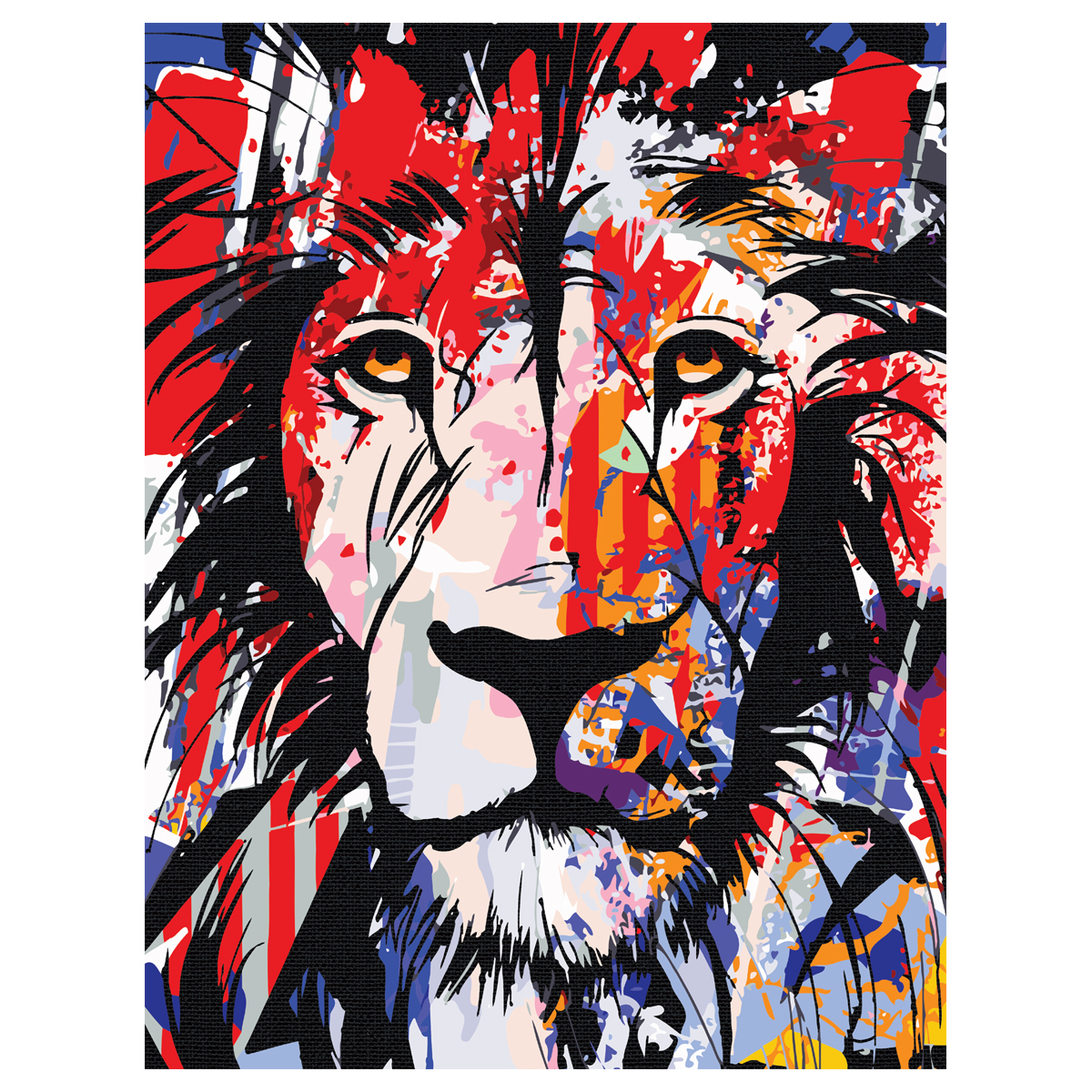 Картина по номерам на черном холсте ТРИ СОВЫ "Лев", 30*40, c акриловыми красками и кистями