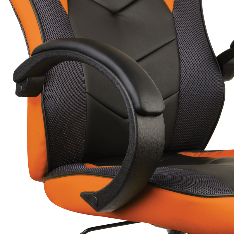 Кресло игровое Helmi HL-S07 "Boost", экокожа/ткань черная/оранжевая