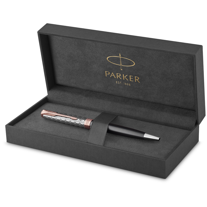 Ручка шариковая Parker "Sonnet Premium Metal&Grey PGT" черная, 1,0мм, поворот., подарочная упаковка