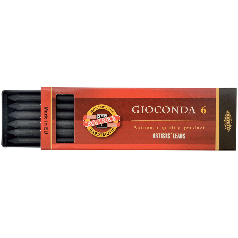 Грифели для цанговых карандашей Koh-I-Noor "Gioconda", В, 5,6мм, 6шт., круглый, пластик. коробка