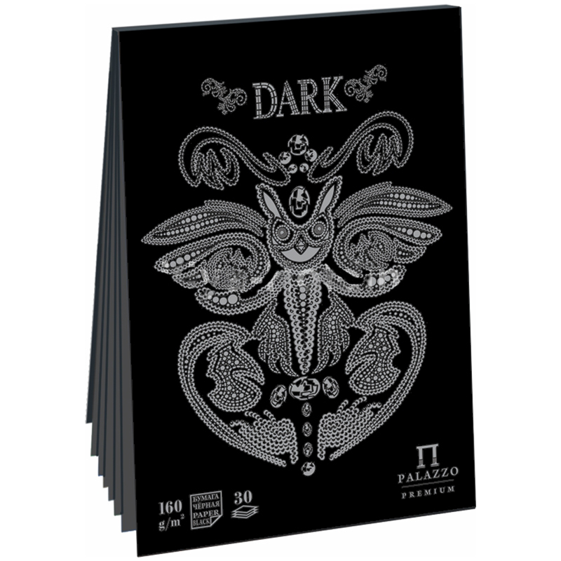 Скетчбук - планшет 30л., А4 Лилия Холдинг "Dark", на склейке, черный тонир. офсет, 160г/м2