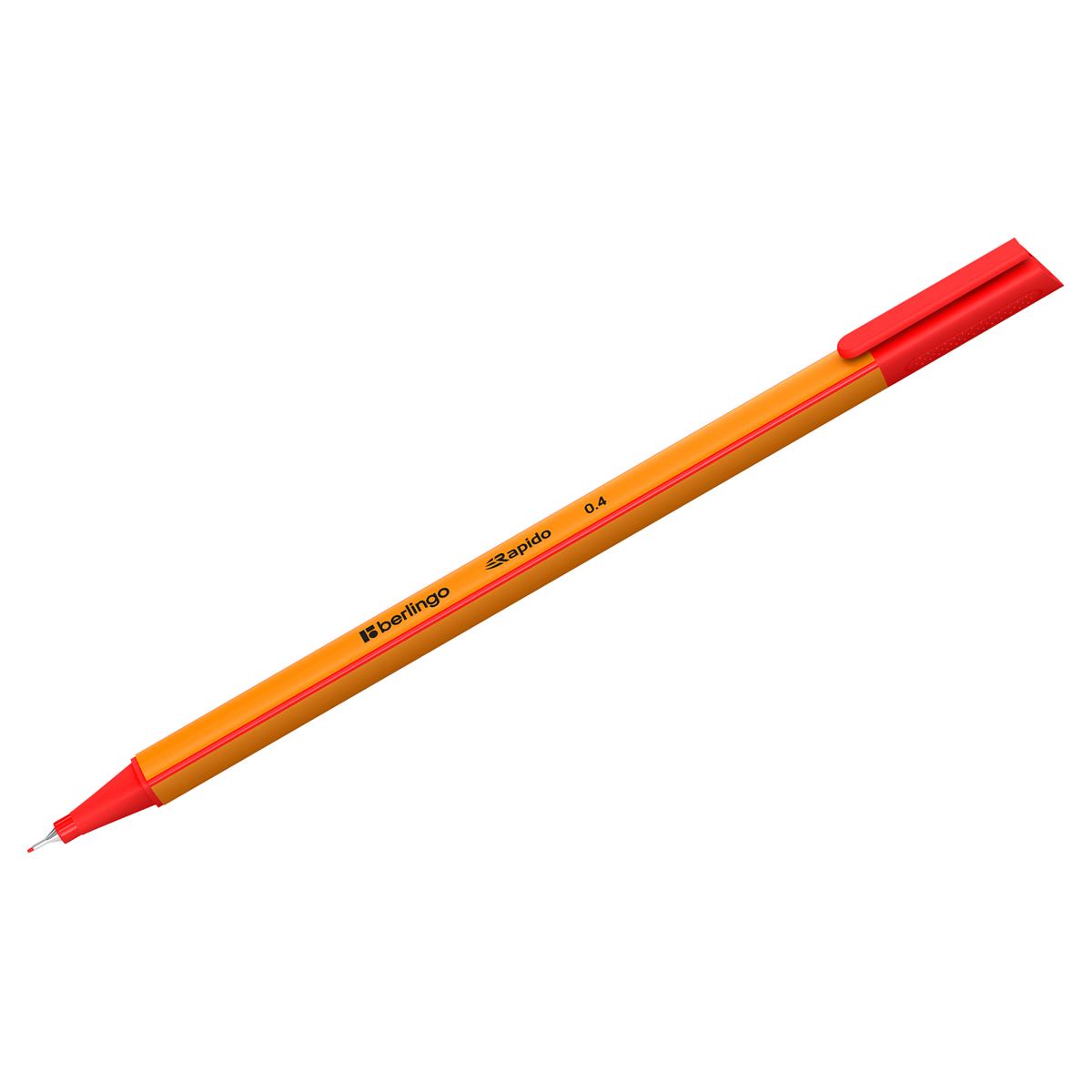 Ручка капиллярная Berlingo "Rapido" красная, 0,4мм, трехгранная