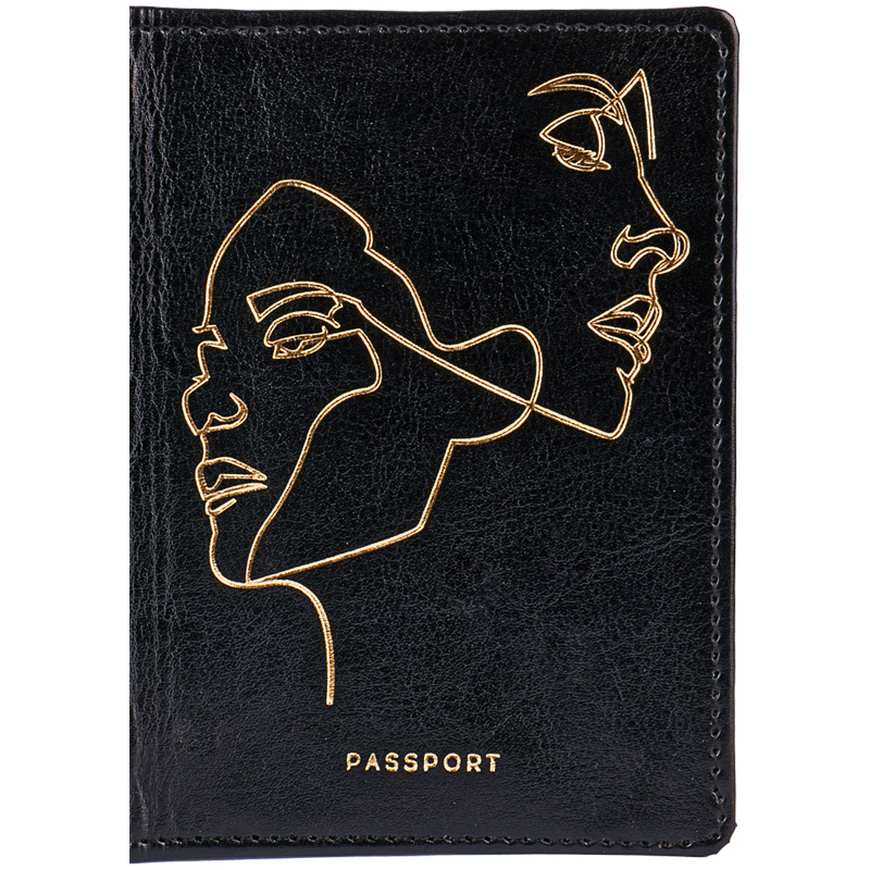 Обложка для паспорта OfficeSpace "Life line", иск. кожа, черный, тиснение фольгой