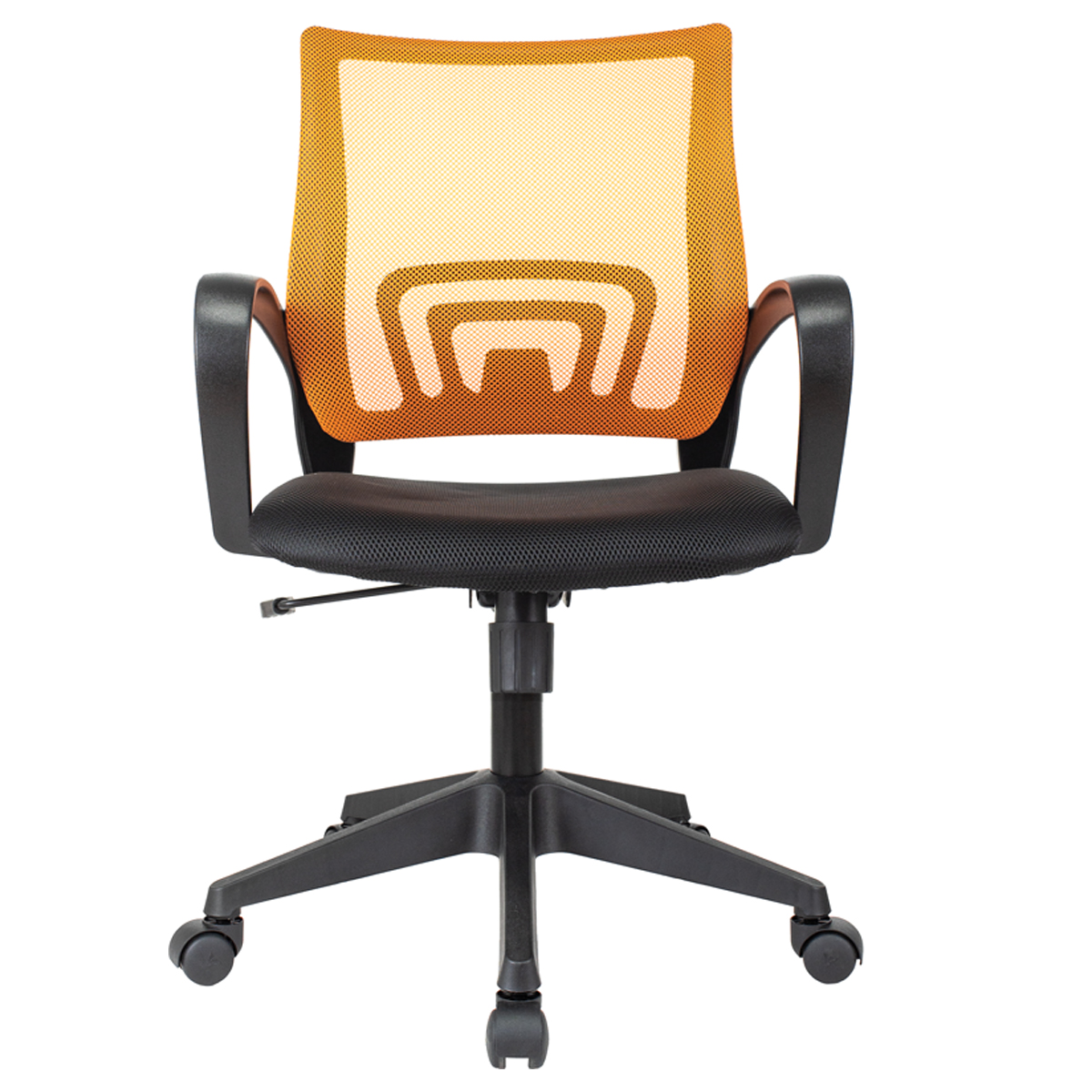 Кресло оператора Helmi HL-M95 (695) "Airy", спинка сетка оранжевая/сиденье ткань TW черная, механизм