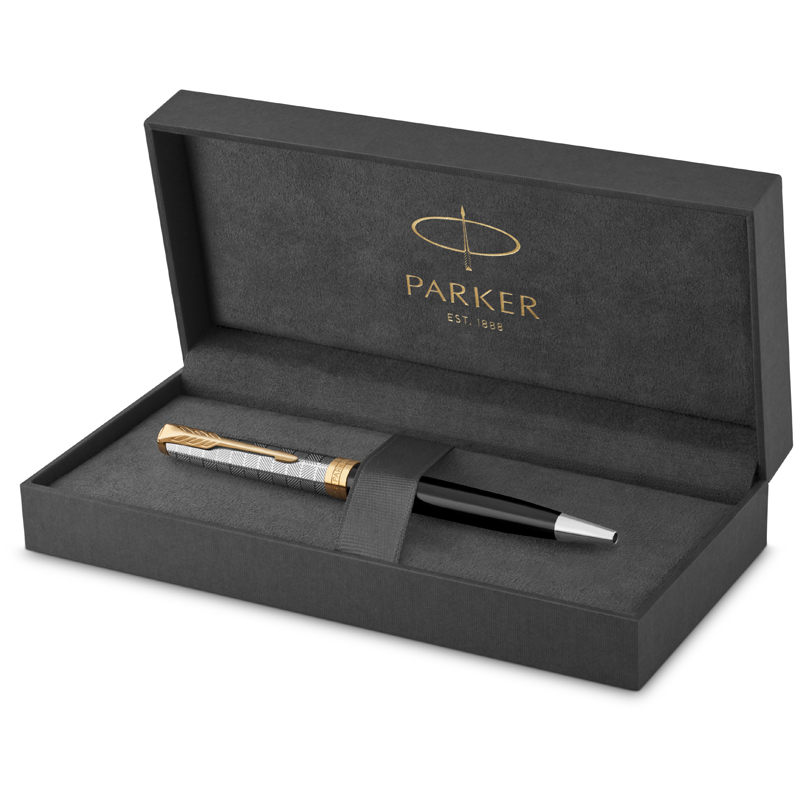 Ручка шариковая Parker "Sonnet Premium Metal&Black GT" черная, 1,0мм, поворот., подарочная упаковка