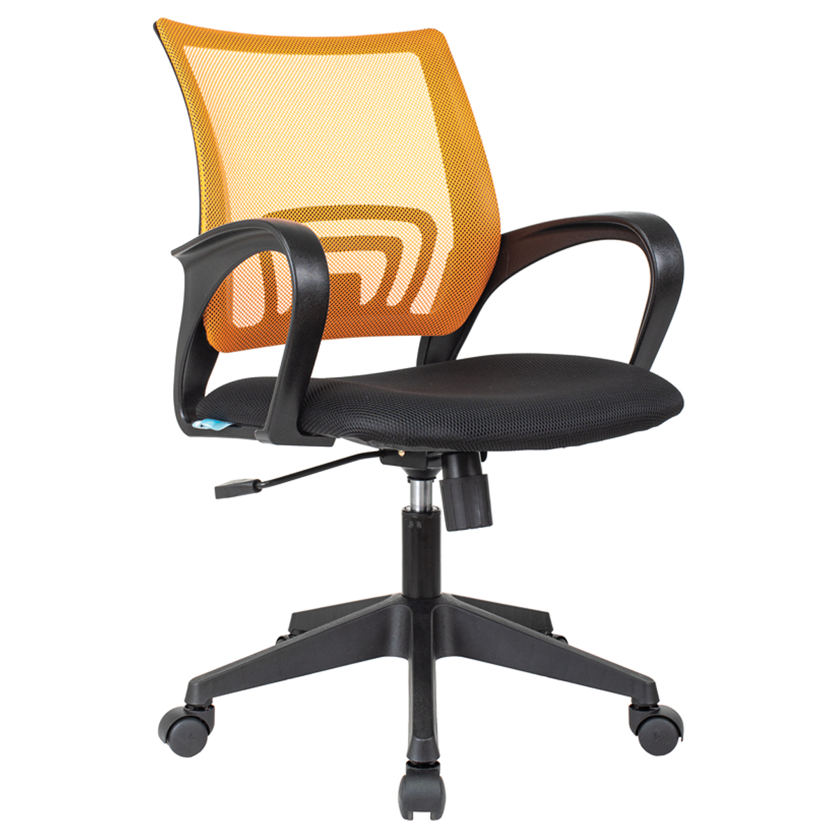 Кресло оператора Helmi HL-M95 (695) "Airy", спинка сетка оранжевая/сиденье ткань TW черная, механизм