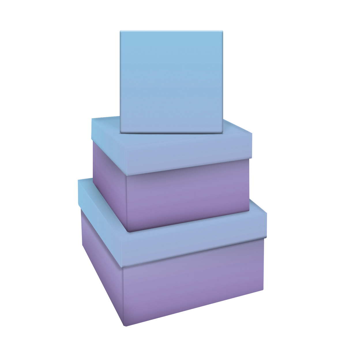 Набор квадратных коробок 3в1, MESHU "Purple-blue gradient", (19,5*19,5*11-15,5*15,5*9см)