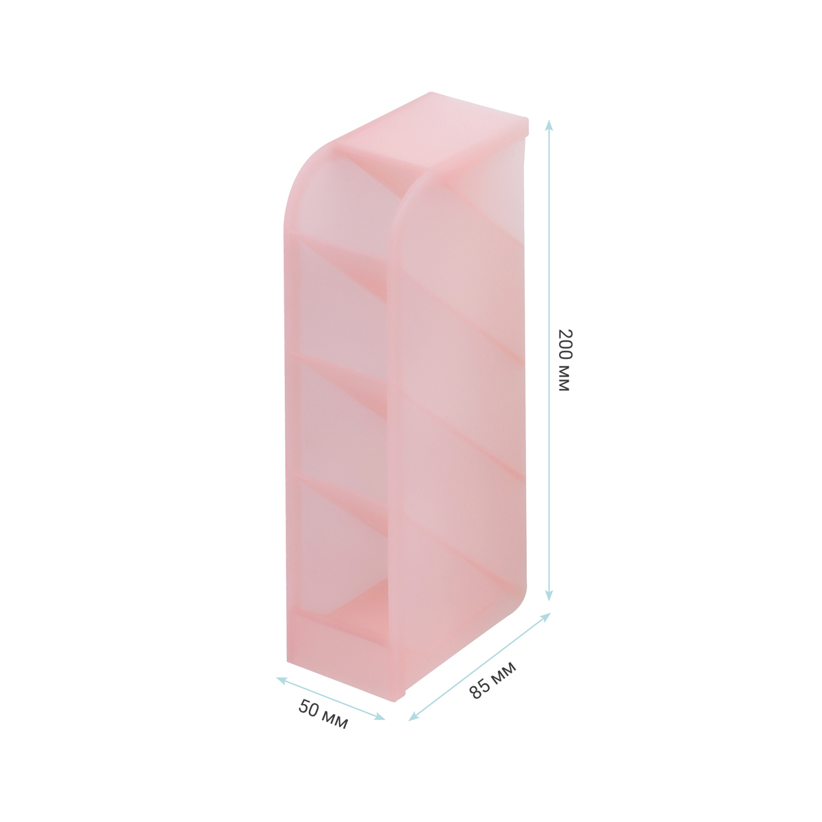 Настольная подставка MESHU, 4 отделения, пластиковая, тонированная розовая