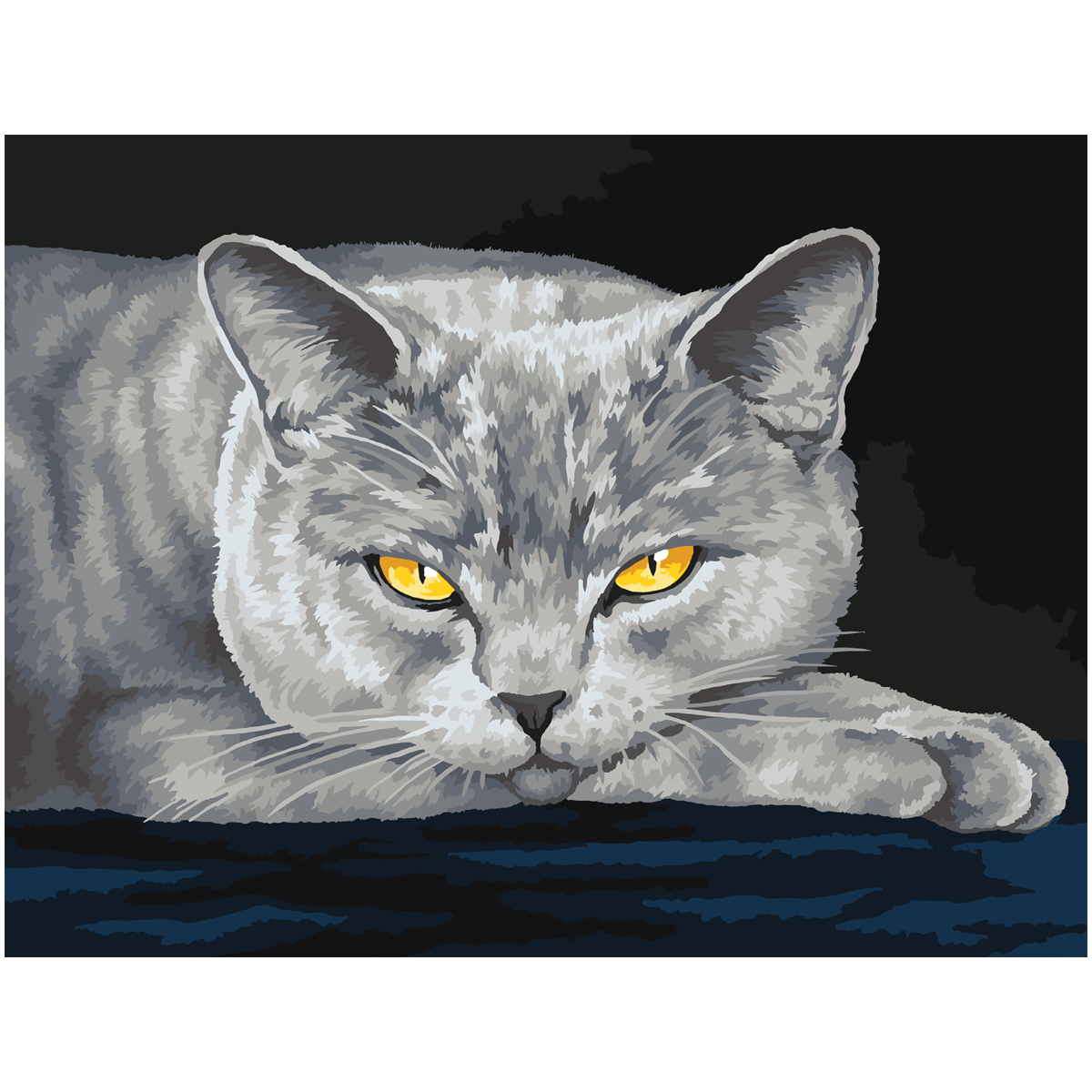 Картина по номерам на холсте ТРИ СОВЫ "Серый кот", 30*40, с акриловыми красками и кистями