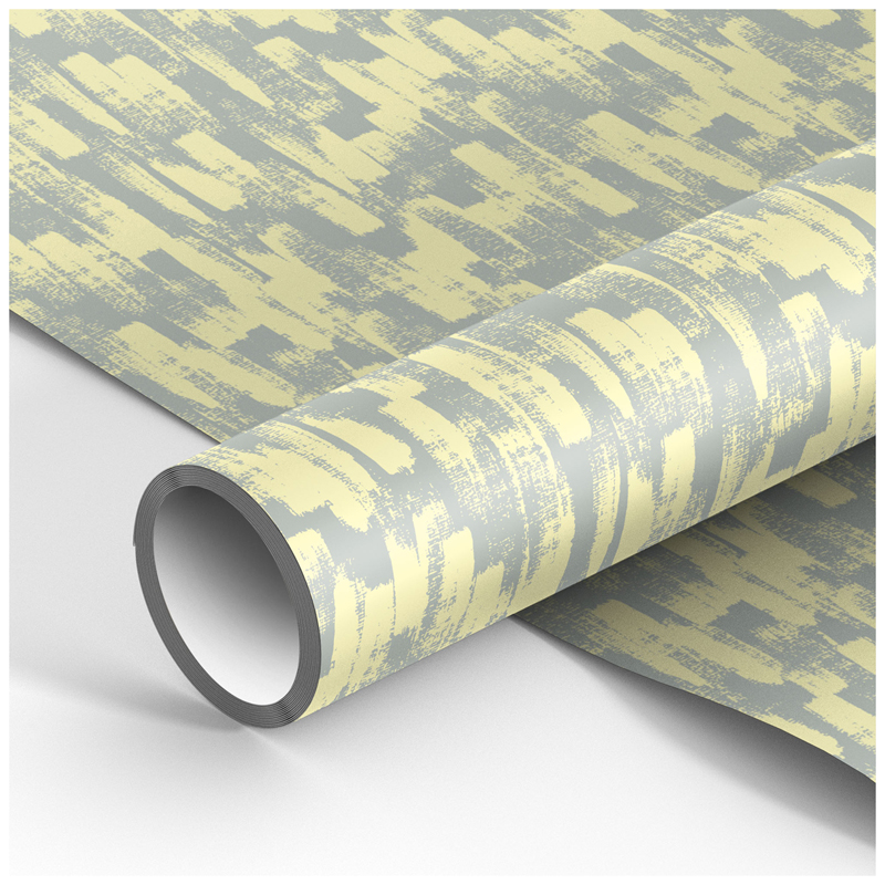 Упаковочная бумага глянц. 70*100см, MESHU "Grey-yellow", 90г/м2