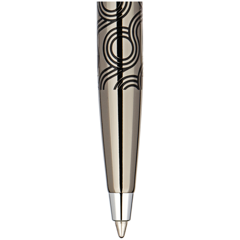 Ручка шариковая Delucci "Motivo" синяя, 1,0мм, корпус оружейный металл/серебро, поворот, подарочная 