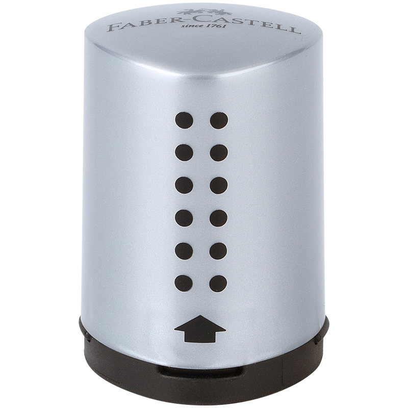 Точилка пластиковая Faber-Castell "Grip 2001 Mini" 1 отверстие, контейнер, серебряная