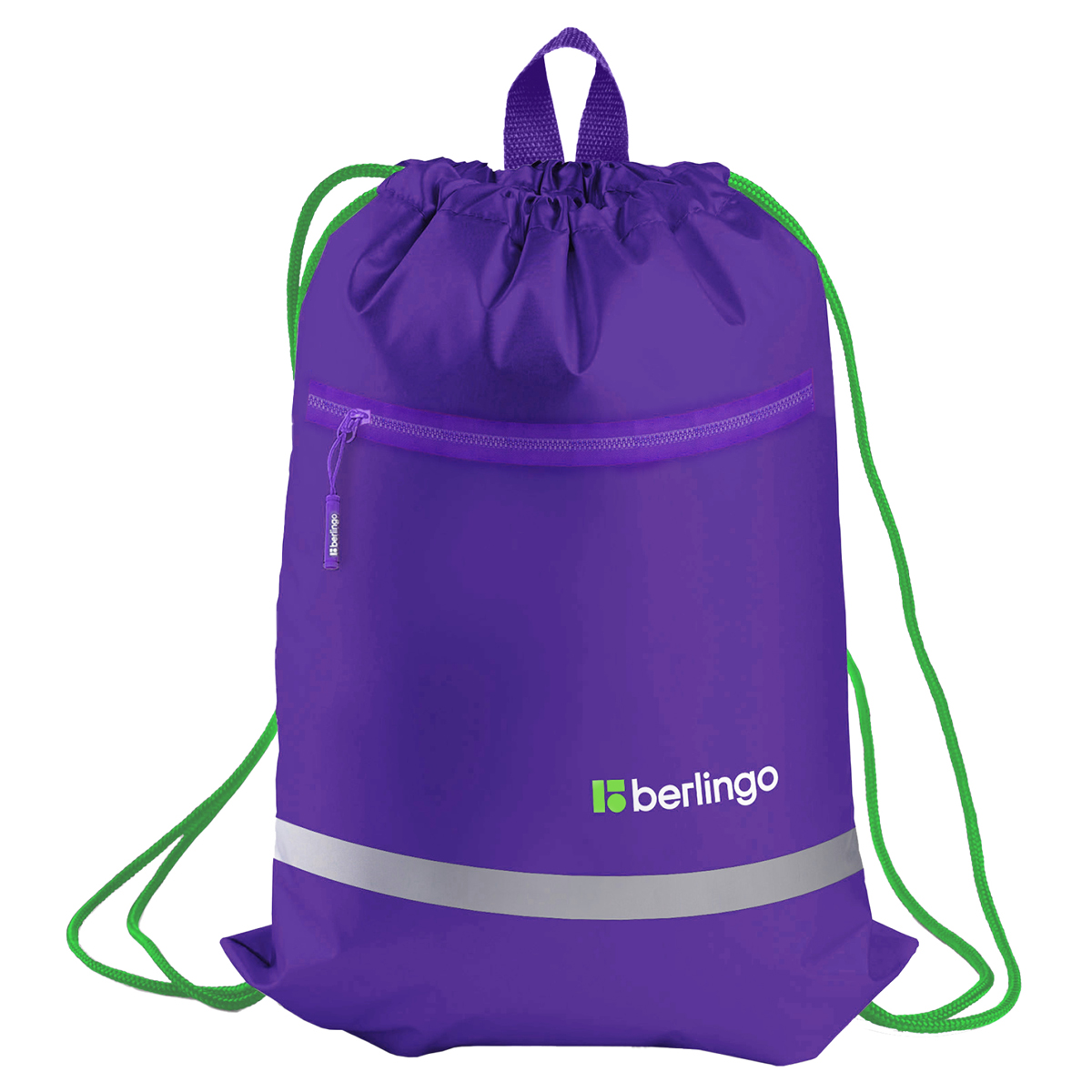 Мешок для обуви 1 отделение Berlingo "Basic lilac", 360*460мм, светоотражающая лента, карман на молнии