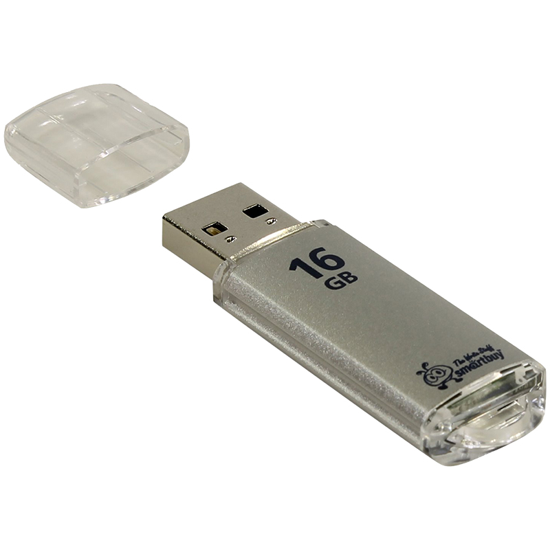 Память Smart Buy "V-Cut"  16GB, USB 2.0 Flash Drive, серебристый (металл. корпус )