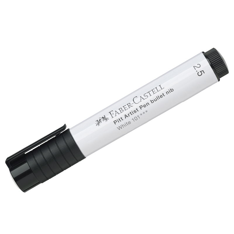 Ручка капиллярная Faber-Castell "Pitt Artist Pen" 101 белый, 2,5мм, пишущий узел "пуля"