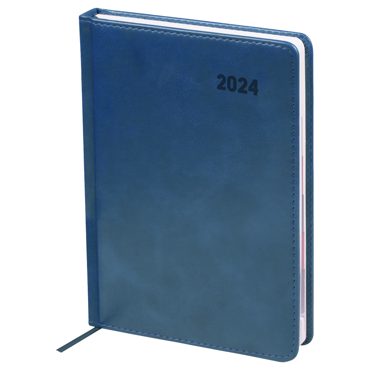 Ежедневник датированный 2024г., с вырубкой, А5, 176л., кожзам, OfficeSpace "Vesper Index", синий