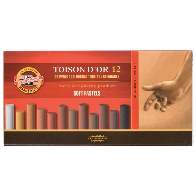 Пастель художественная Koh-I-Noor "Toison D`or Soft 8592 Brown line", 12 цветов, картон. упаковка