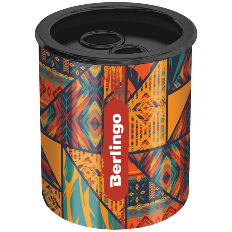 Точилка металлическая Berlingo "Tribe", 2 отверстия, с контейнером